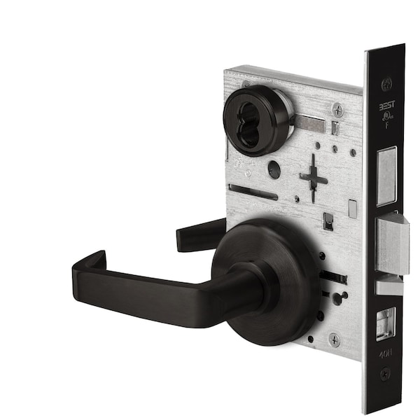 Best Grade 1 Office Mortise Lock, 15 Lever, H Rose, SFIC Housing Less Core, Matte Black Finish 45H7AB15H622 - main